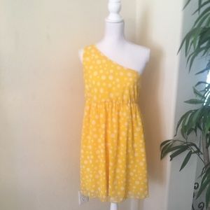Yellow Poka Dots One Shoulder Dress